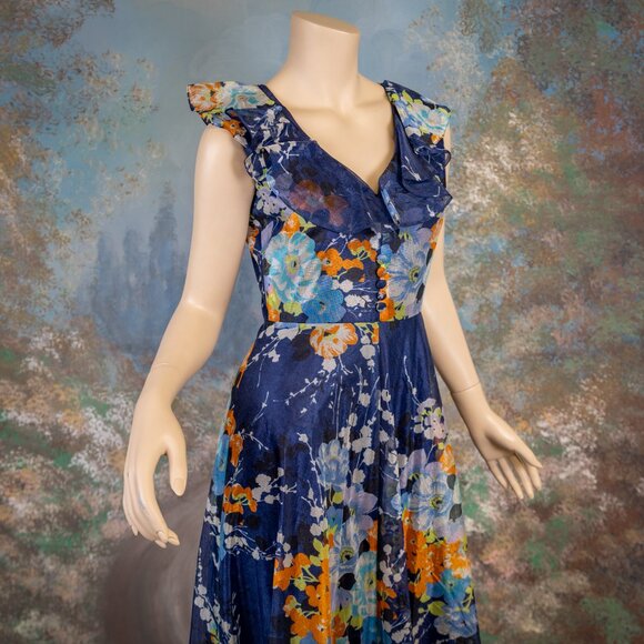 Vintage Berkertex Sleeveless Floral Maxi Dress (Made in England) * Small - Picture 15 of 16